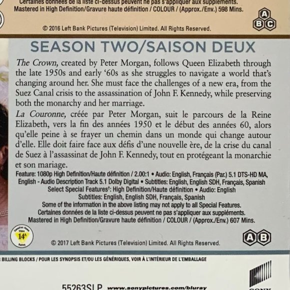 The Crown - Season 1-2 Set (Bilingual) Blu-Ray - NEVER PLAYED, 1 SEALED - Picture 12 of 12